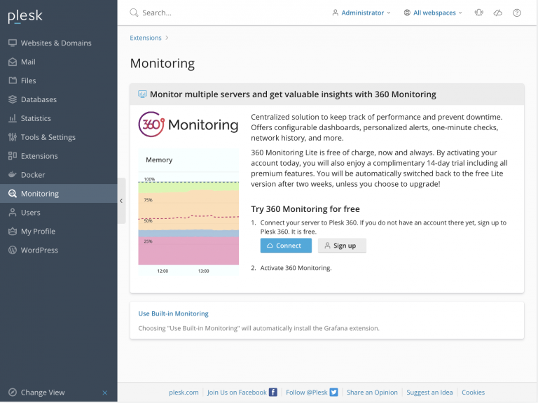 Plesk 360 Monitoring Extension Installation and Setup